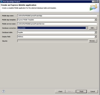 Select database and database table screenshot