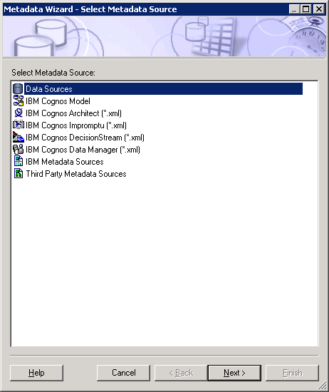 Metadata Wizard Data Sources