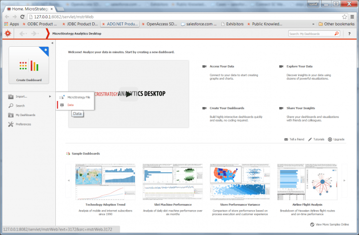 An example screenshot of MicroStrategy Active Desktop