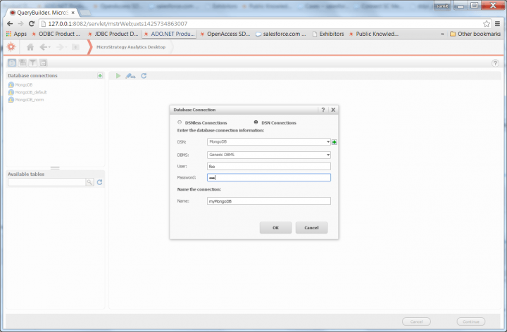 How to select a DSN connection iin MicroStrategy using Progress DataDirect