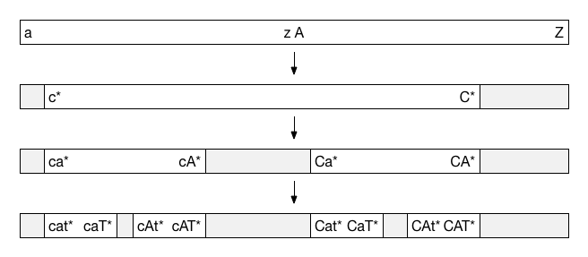 shows areas of potential matches after performing a case insensitive search for the term cat*