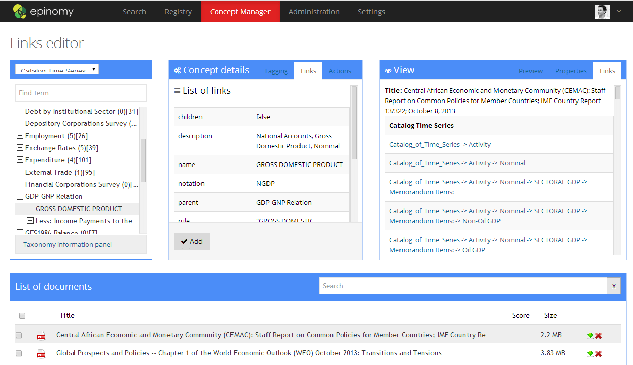 Epinomy's Concept Manager