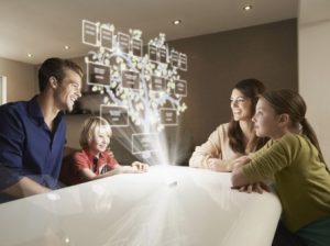 photo of family looking at a chart