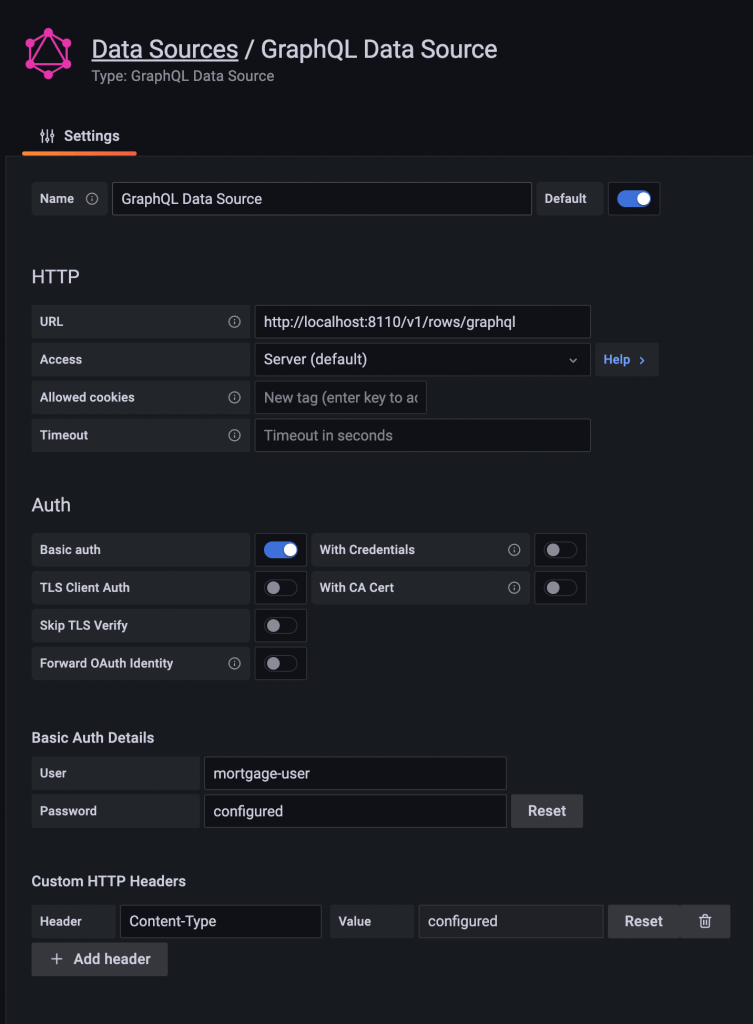 screenshot of GraphQL plug-in for Grafana