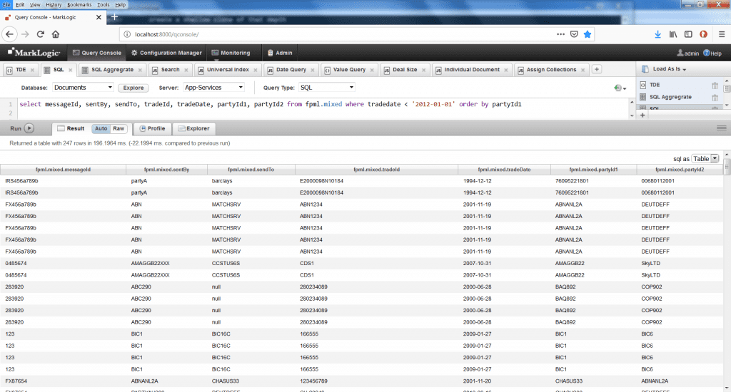 FPML data in SQL view